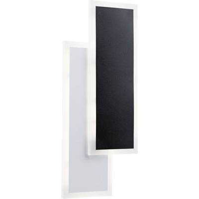 Una moderna lampada da parete con due pannelli rettangolari sfalsati in nero e bianco che si sovrappongono.