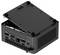 Mini PC nero con coperchio rimovibile che mostra le porte USB e HDMI, nonché le feritoie di ventilazione. Il coperchio è parzialmente aperto.