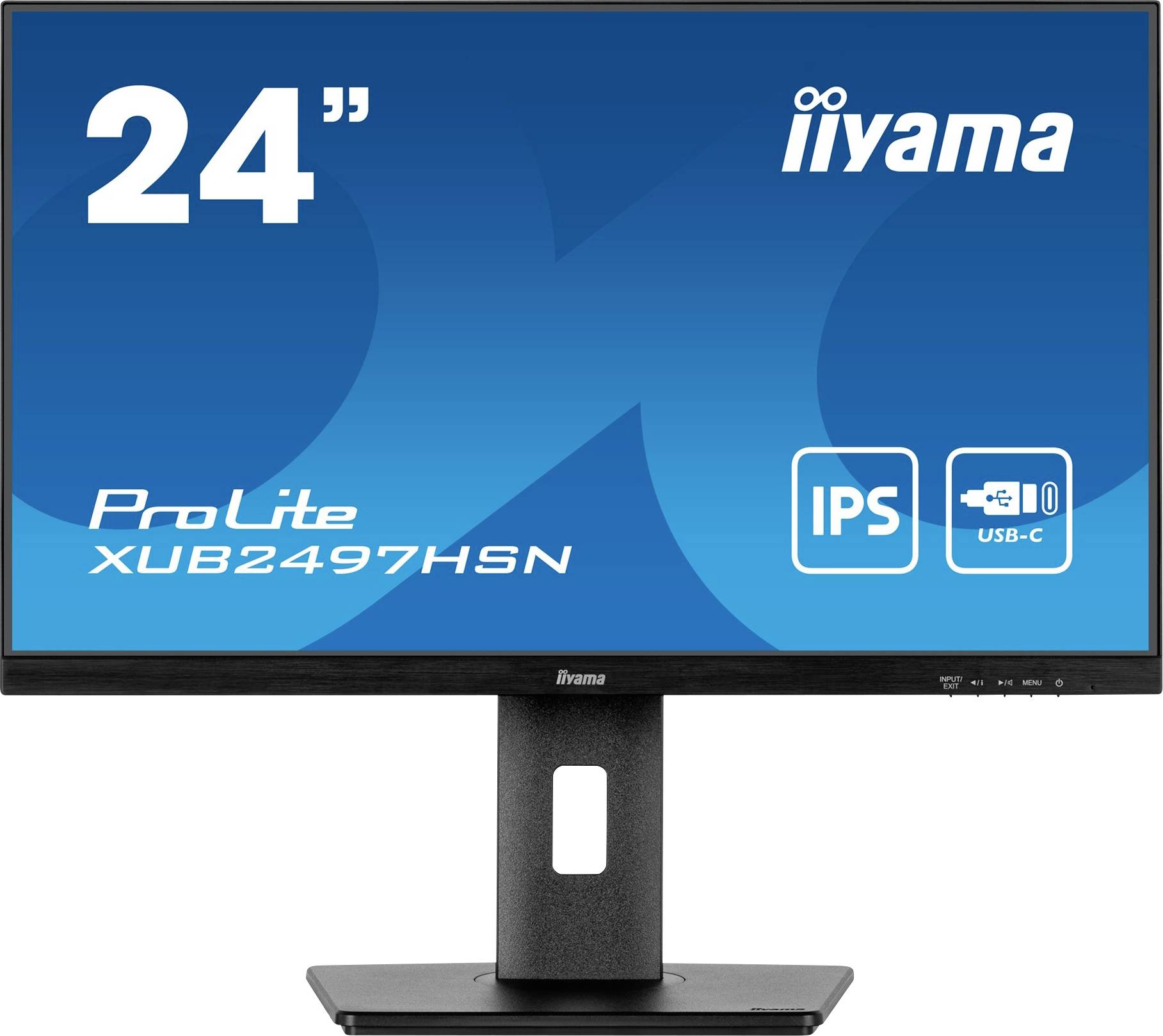 Monitor iiyama, modello 'ProLite XUB2497HSN', schermo da 24 pollici, con tecnologia IPS e connessione USB-C.