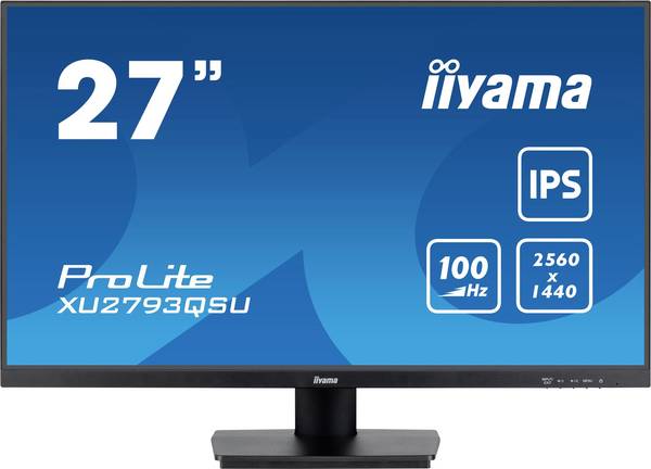 Iiyama ProLite XU2793QSU-B7 Monitor LED  ERP E (A - G) 68.6 cm (27 pollici) 2560 x 1440 Pixel 16:9 1 ms HDMI ™, DisplayPort, Cuffie (jack da 3,5 mm), USB IPS LED