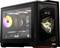 PC da gaming con case trasparente. Componenti visibili come scheda grafica 'GeForce RTX' e ventole RGB. Schermo laterale che mostra data e ora.