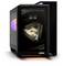 Un case per computer con logo MSI illuminato e un display che mostra data e ora, nonché un motivo di drago dorato.