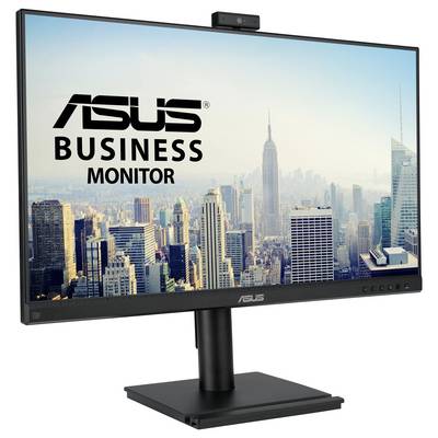 Un monitor aziendale ASUS mostra una vista cittadina con grattacieli sullo sfondo. Il focus centrale è sul monitor e sul suo marchio.