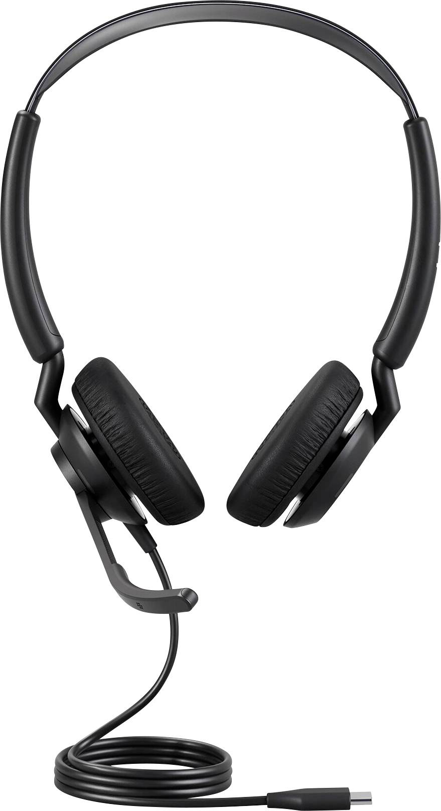Cuffie On-Ear nere con microfono integrato e connettore USB-C, ideali per chiamate e riunioni online.