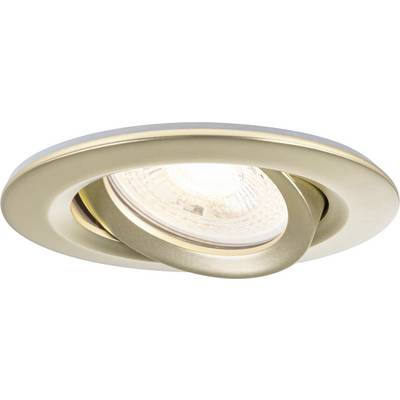 Faretto da incasso in ottone con cornice orientabile e modulo LED integrato, ideale per illuminazione versatile.