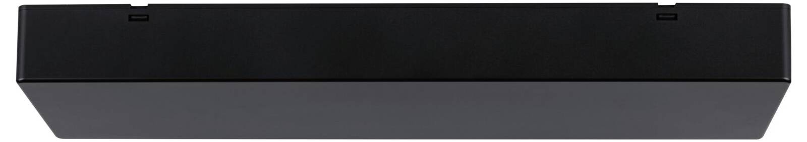 Un supporto a parete nero, dal design rettangolare e essenziale, generalmente utilizzato per dispositivi o mobili.