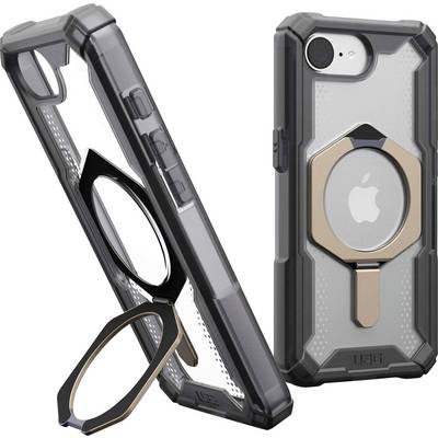 Due custodie per smartphone robuste, una in posizione verticale e l'altra leggermente inclinata, mostrano il design con supporti integrati e dettagli in metallo.
