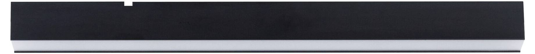 Soundbar nera e bianca, di forma rettangolare, dal design minimalista. È posizionata su uno sfondo neutro.