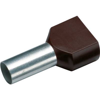 Un tubo metallico con testa in plastica marrone, probabilmente un terminale elettrico per la giunzione di cavi.