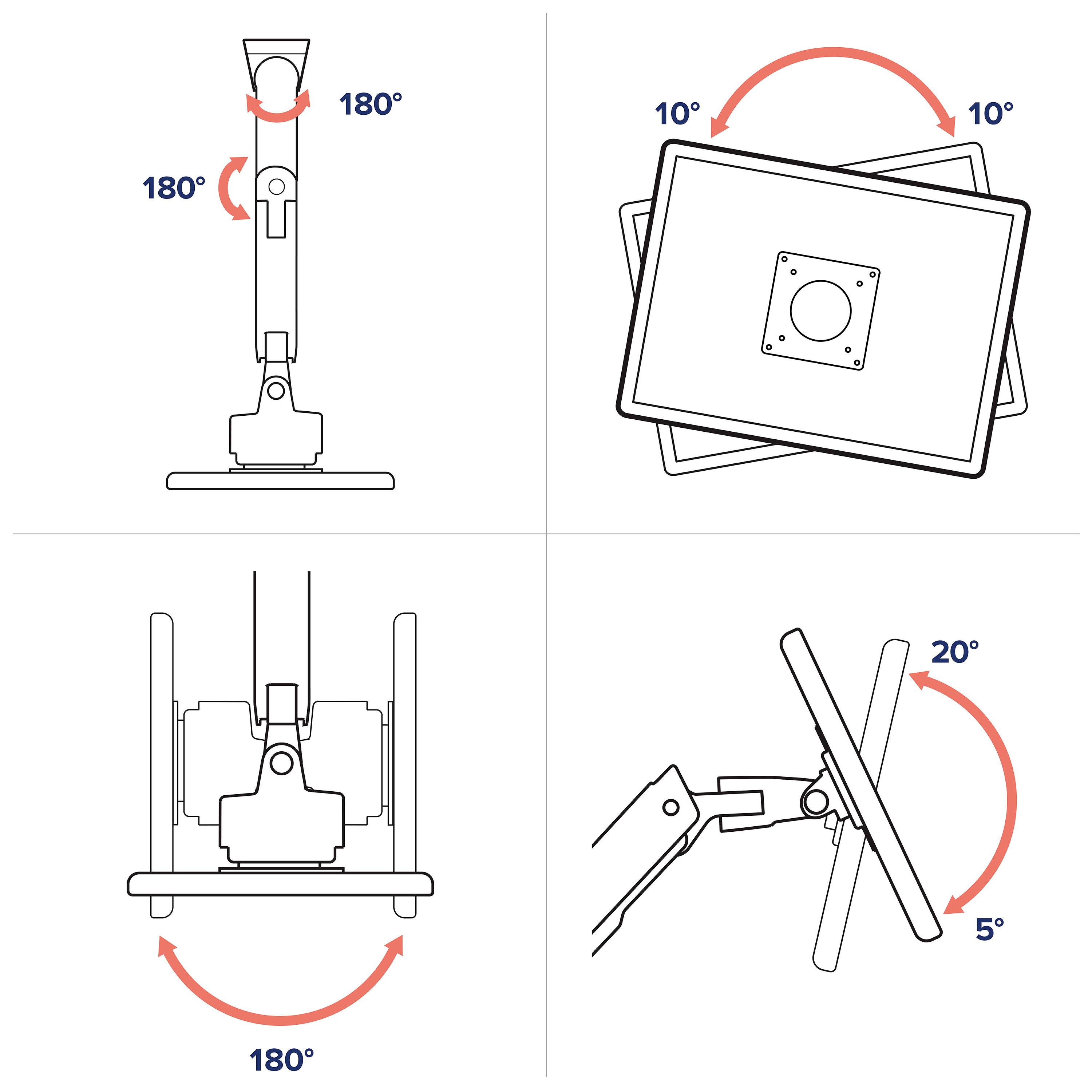 Ergotron 45-694-216 Supporto a parete per TV 144,8 cm (57") Regolabile in altezza, Inclinabile-7