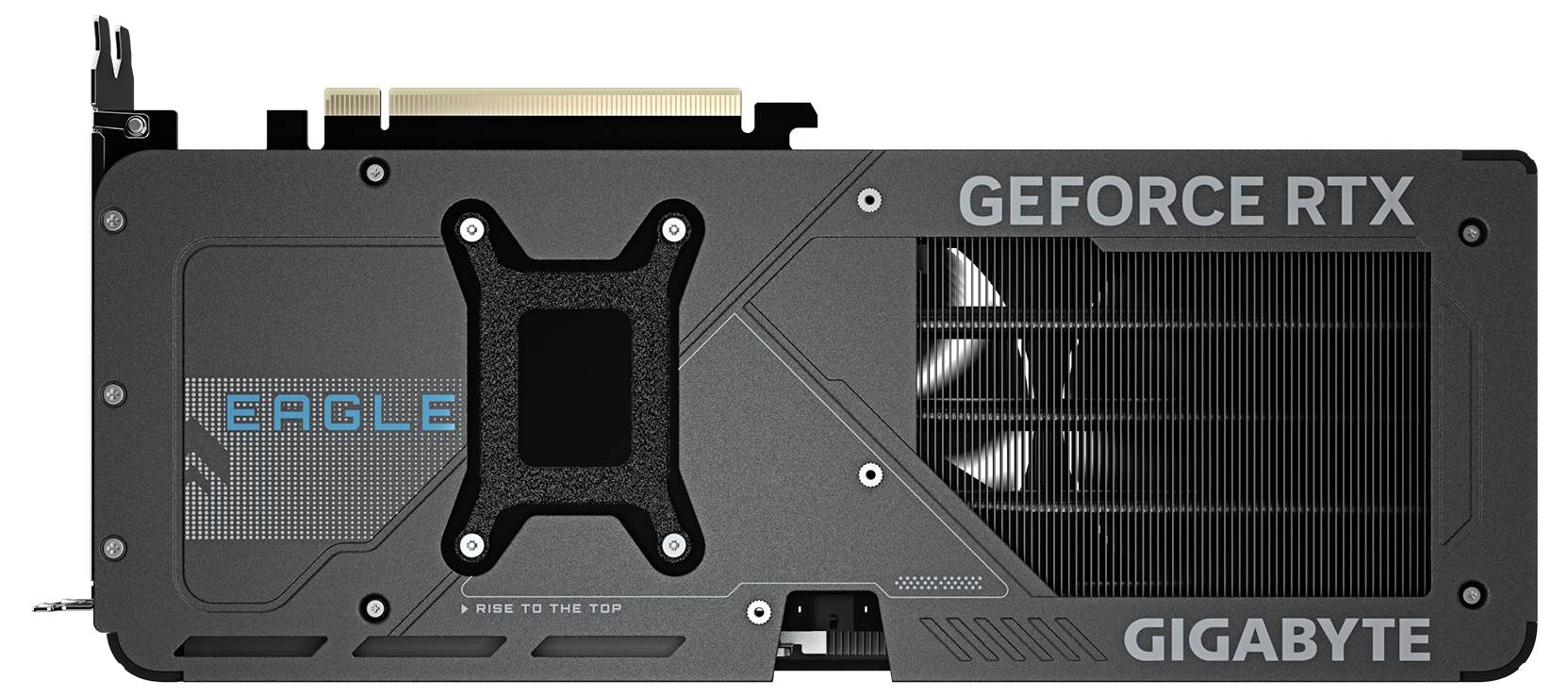 Scheda grafica con la scritta 'GEFORCE RTX', 'EAGLE' e 'GIGABYTE'. Ventola visibile. Progettata per gaming ad alte prestazioni.
