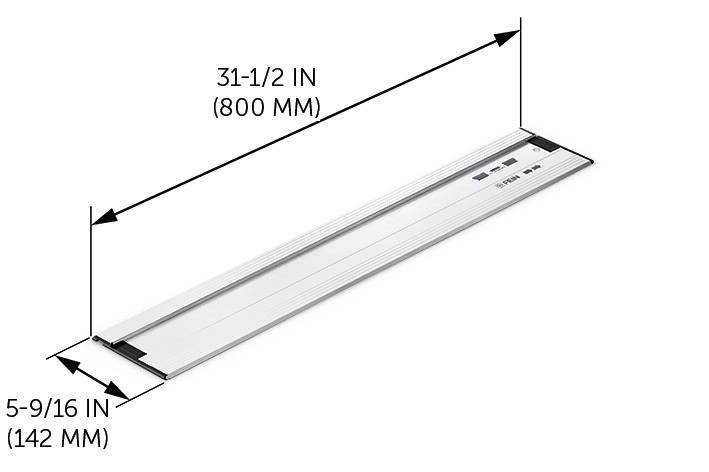 Un pezzo piatto di metallo rettangolare con dimensioni di 31-1/2 pollici (800 mm) di lunghezza e 5-9/16 pollici (142 mm) di larghezza.