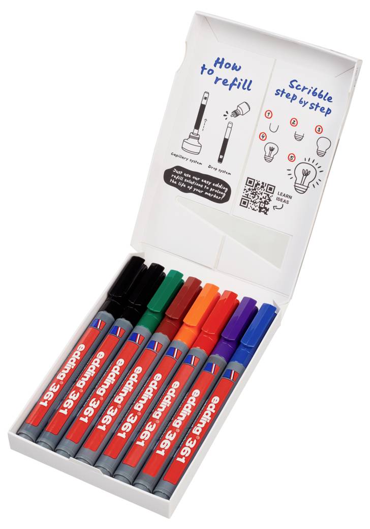 edding Whiteboardmarker 4-361-8-S2999 1mm sort. 8St. (4-361-8-S2999)-1