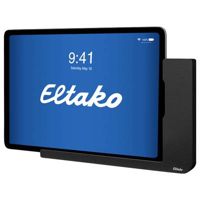 Un tablet mostra l'ora 9:41 e la data 'Sabato, 18 maggio'. Lo schermo riporta il logo 'Eltako'.