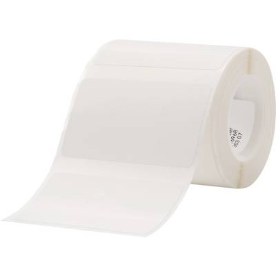 Un rotolo di etichette bianche con adesivi removibili, adatte per stampanti o per l'etichettatura manuale.