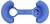 Un giocattolo di plastica blu a forma di manubrio con due estremità grandi e rotonde.