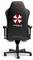 Una sedia da gaming nera con il logo della 'Umbrella Corporation' sullo schienale e il testo 'Il nostro business è la vita stessa'.