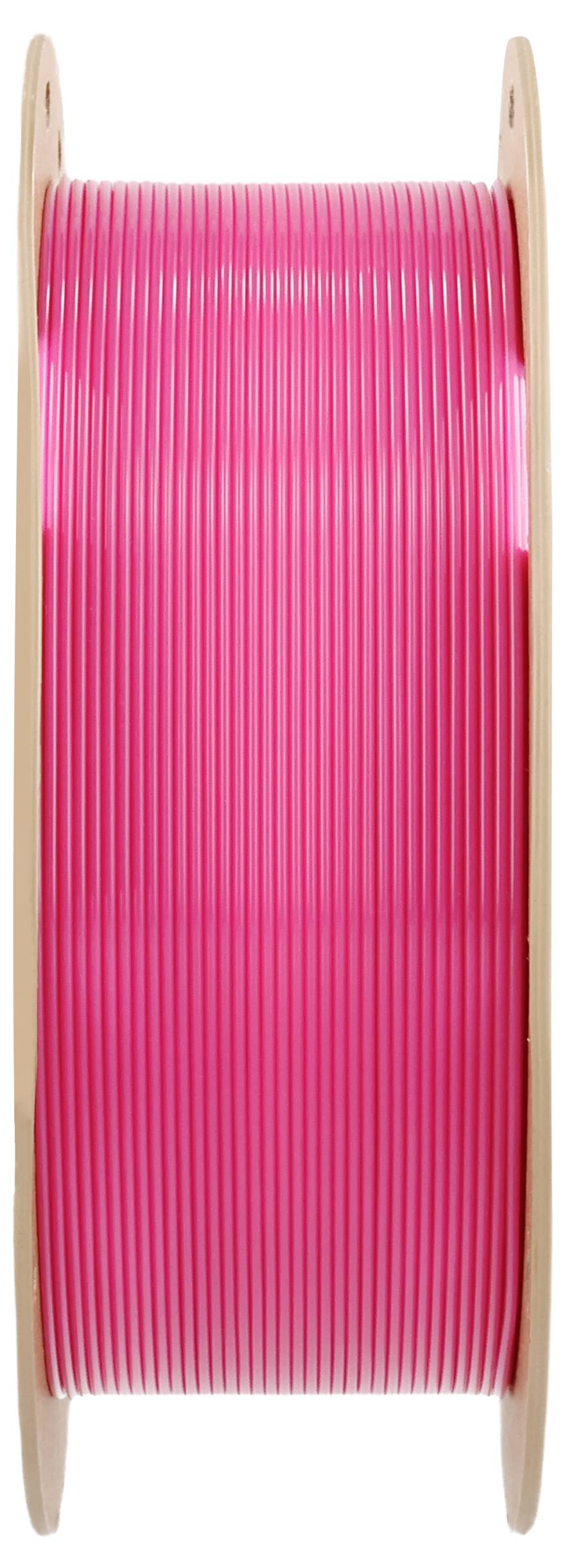 Una bobina di filamento rosa utilizzata per stampanti 3D.