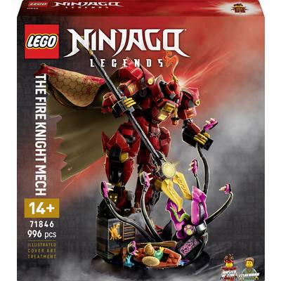 Una confezione LEGO Ninjago mostra il 'Mech del Cavaliere del Fuoco', un imponente modello di robot rosso con 996 pezzi dai 14 anni in su.