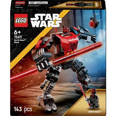 Set Lego 'Star Wars Darth Maul Mech' con 143 pezzi. Mostra Darth Maul come robot con spada laser. Adatto dai 6 anni in su.
