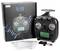 Radiocomando FS-ST8 di FlySky con scatola e accessori come manuale, ricevitore e cavi.