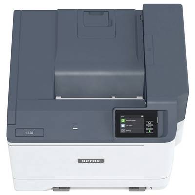 Un stampante grigia Xerox con display e pannello di controllo sul lato frontale. Numero di modello 'C320' visibile in basso a sinistra.