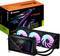Scheda grafica AORUS GeForce RTX 5090 XTREME con illuminazione RGB e design a tre ventole. Confezione con nome del prodotto e logo.