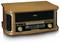 Radio in legno dal design retrò, con display digitale, controllo del volume e scala radio.