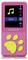 Lettore MP3 rosa con tasti gialli a forma di zampa, che mostra il simbolo della musica e la scritta 'Music' sullo schermo.