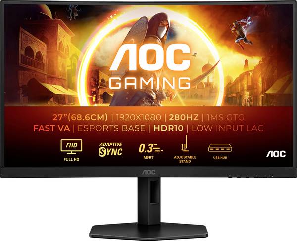 AOC C27G4ZXU Monitor da gioco  ERP E (A - G) 68.6 cm (27 pollici) 1920 x 1080 Pixel 16:9 0.3 ms DisplayPort, HDMI ™ VA LED