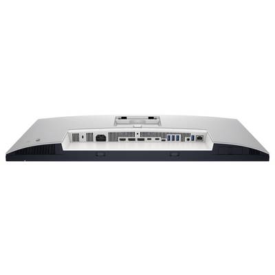 Retro di un monitor con diverse porte: ingresso di alimentazione, DisplayPort, HDMI, porte USB e uscita audio.