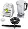 Mixer con contenitore estraibile e accessori, raffigurato dall'alto. Marchio 'X Power' sulla base dell'apparecchio.