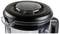 L'immagine mostra la parte superiore di un mixer nero con un coperchio trasparente che si adatta perfettamente.