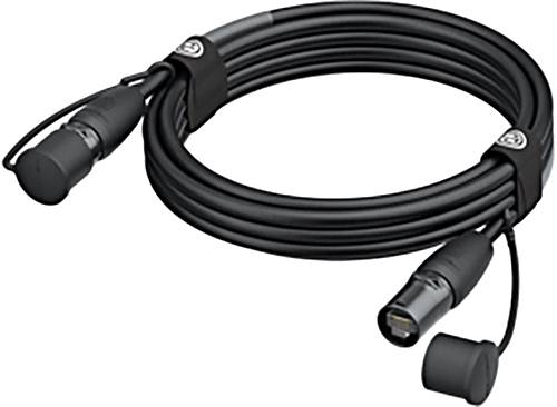 Un cavo microfonico arrotolato con connettori XLR su entrambe le estremità, idoneo per il collegamento di dispositivi audio.