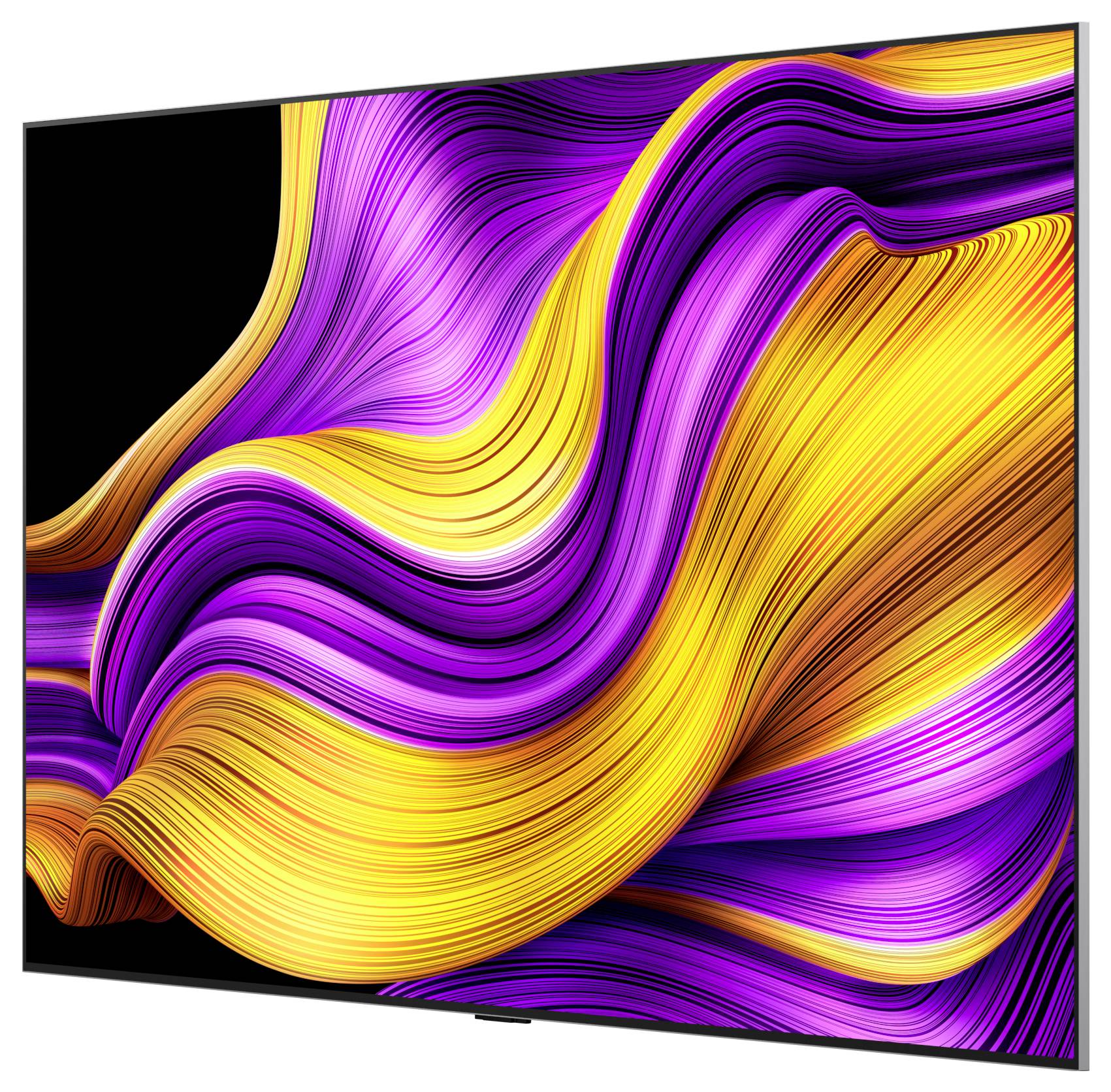 Un'immagine astratta vibrante con linee sinuose di colore viola e arancione su uno sfondo nero, che crea un senso dinamico di movimento.
