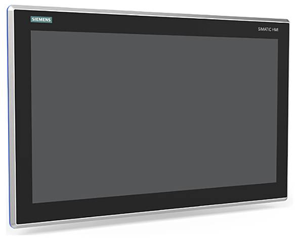 'Display TFT di un Siemens SIMATIC HMI, rettangolare, con bordo nero. Non mostra contenuti visualizzati. Pannello di controllo industriale.'