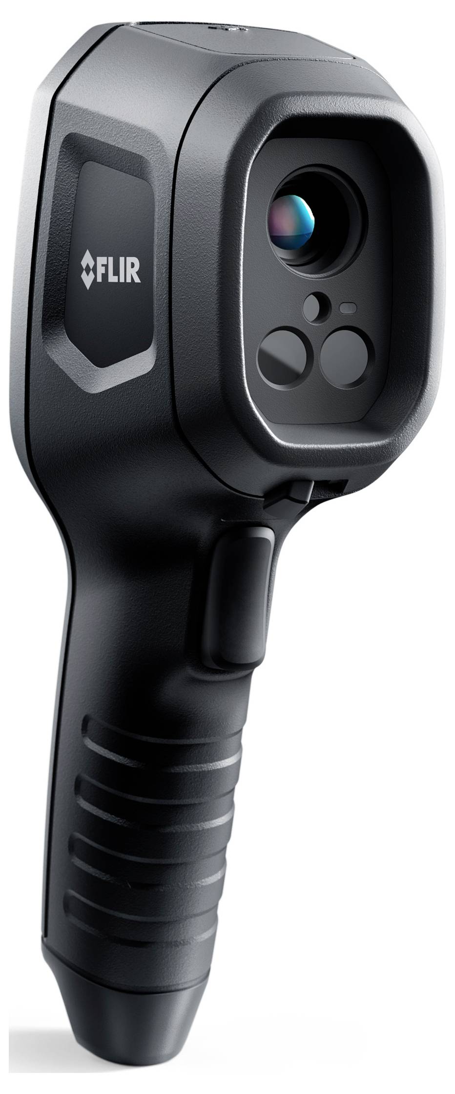 Termocamera portatile con impugnatura ergonomica, display e obiettivo, adatta per indagini termiche professionali.