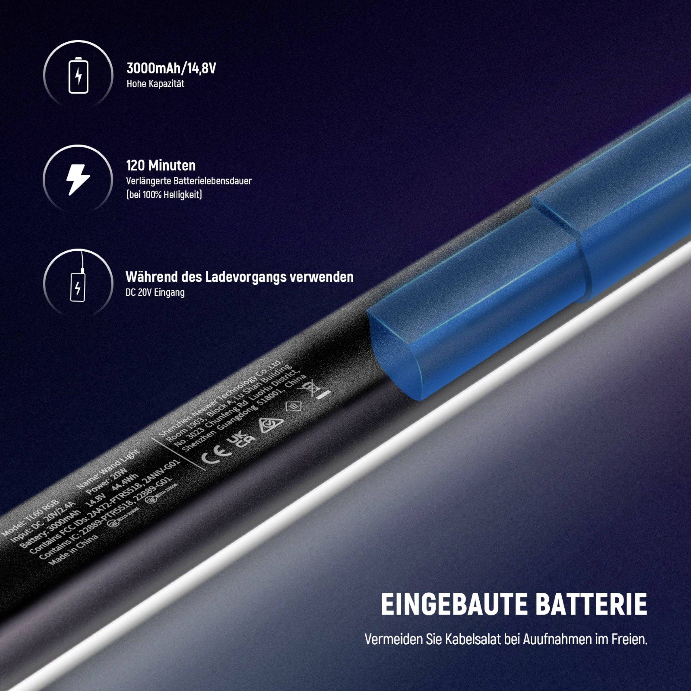 Batteria integrata da 3000mAh per un utilizzo di 120 minuti. Alta capacità, indicatore di carica completo, utilizzabile durante la ricarica.
