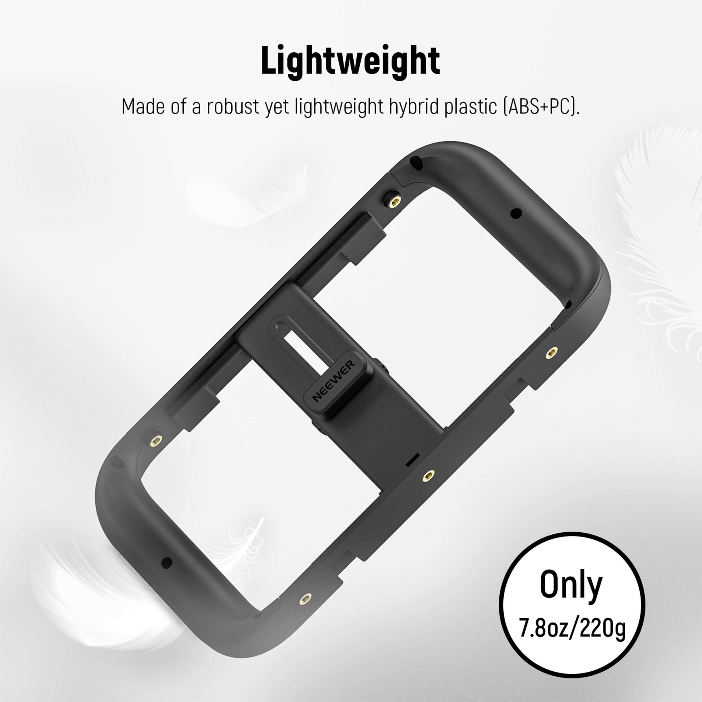 'Leggerissimo' - Il telaio realizzato in un robusto e leggero ibrido plastico (ABS+PC) pesa solo 220g.