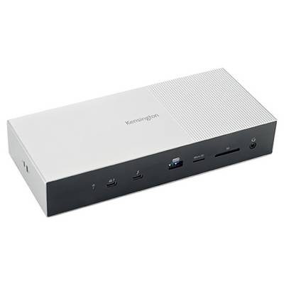 Una stazione di aggancio d'argento con diverse porte, tra cui porte USB e HDMI.