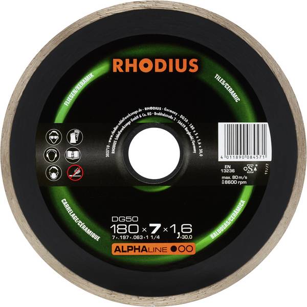 Rhodius DG50 303710 Disco diamantato  1 pz. Piastrelle, Ceramica