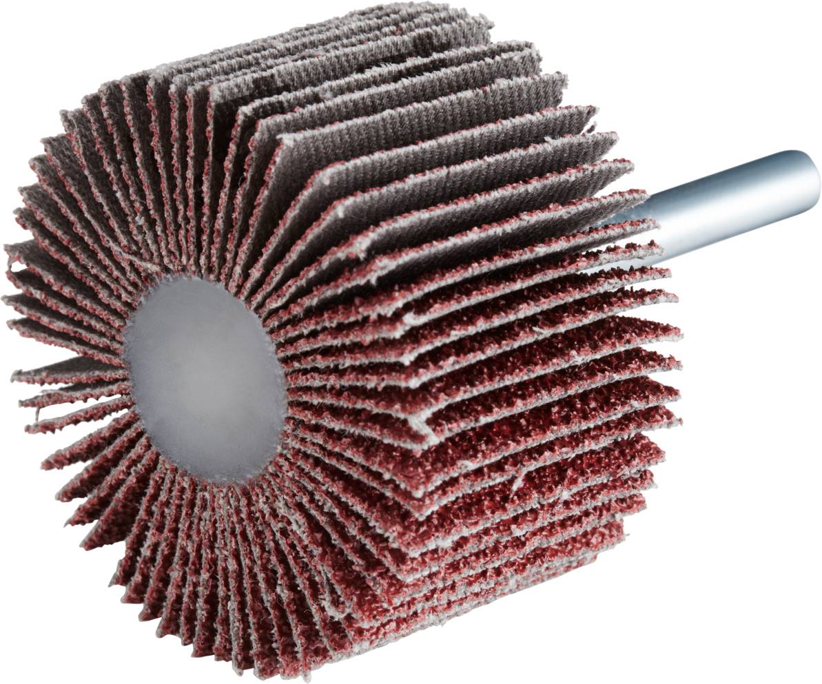 Un utensile per la levigatura con lame abrasive disposte radialmente, utilizzato per la lavorazione superficiale di metallo o legno.