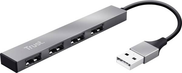 Trust 23786 Hub USB 4 Porte USB-A USB 2.0 480 MBit/s Contenitore in alluminio  USB-Hubs, Schnittstellen-Verteiler