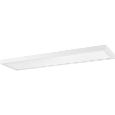 Un'applique LED da soffitto rettangolare, bianca, dal design minimale. È sottile e ideale per un'illuminazione uniforme dell'ambiente.