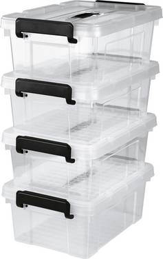 easymaxx 15016 Contenitore Trasparente, Nero 4 pz.