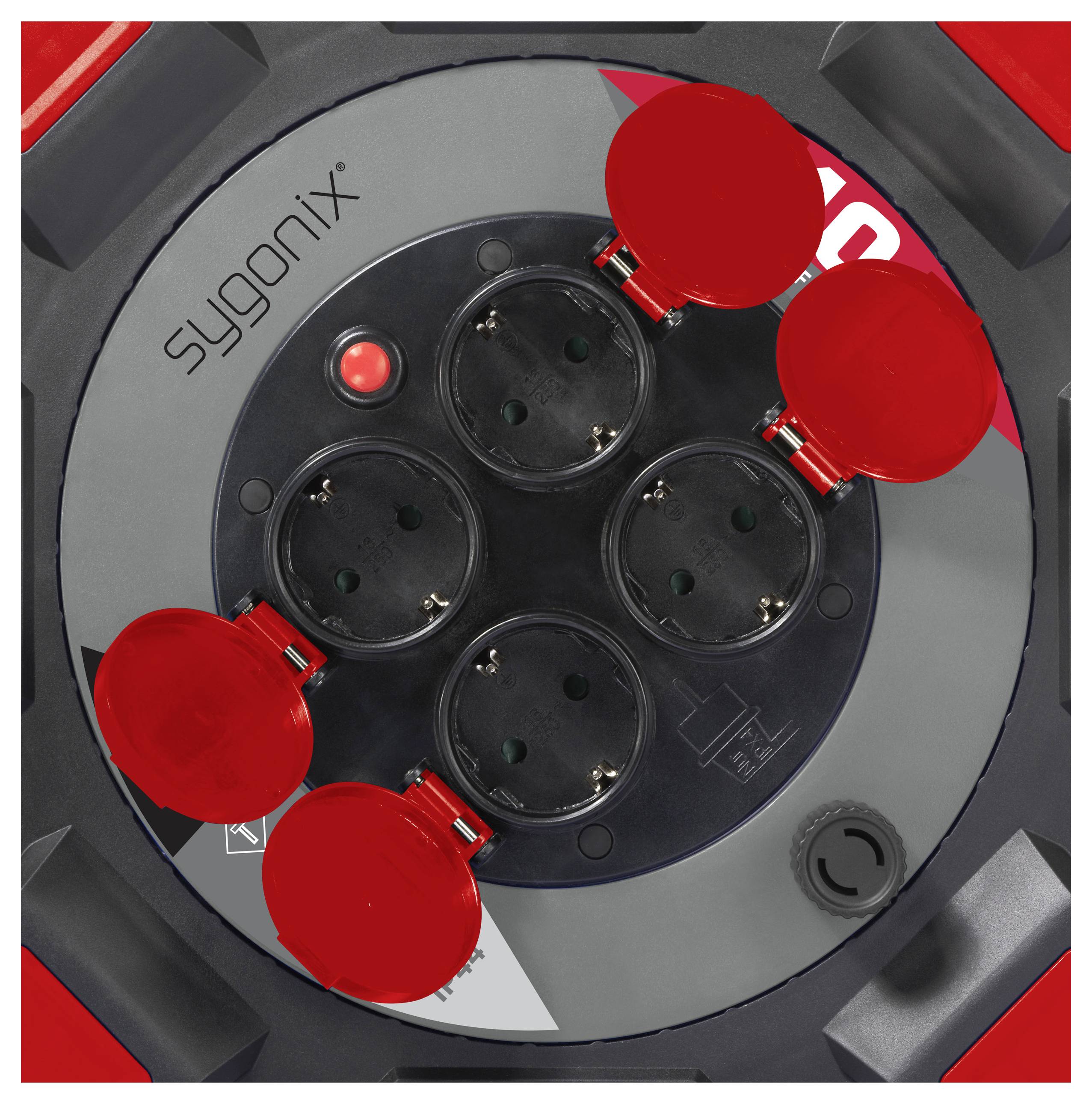 Sygonix SY-10236126 Avvolgicavo 40 m Nero Spina schuko-3