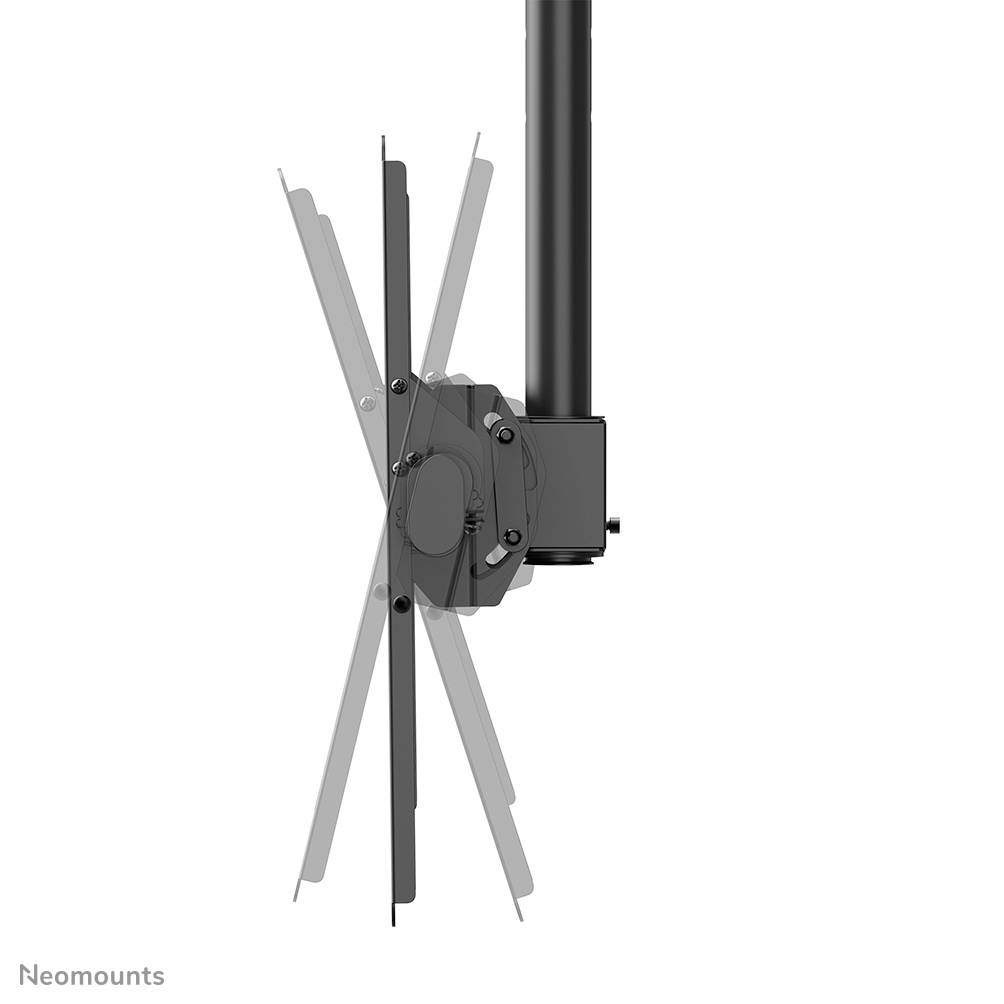 Supporto di montaggio per monitor con meccanismo di inclinazione flessibile. Adatto per installazione a soffitto, in colore nero.