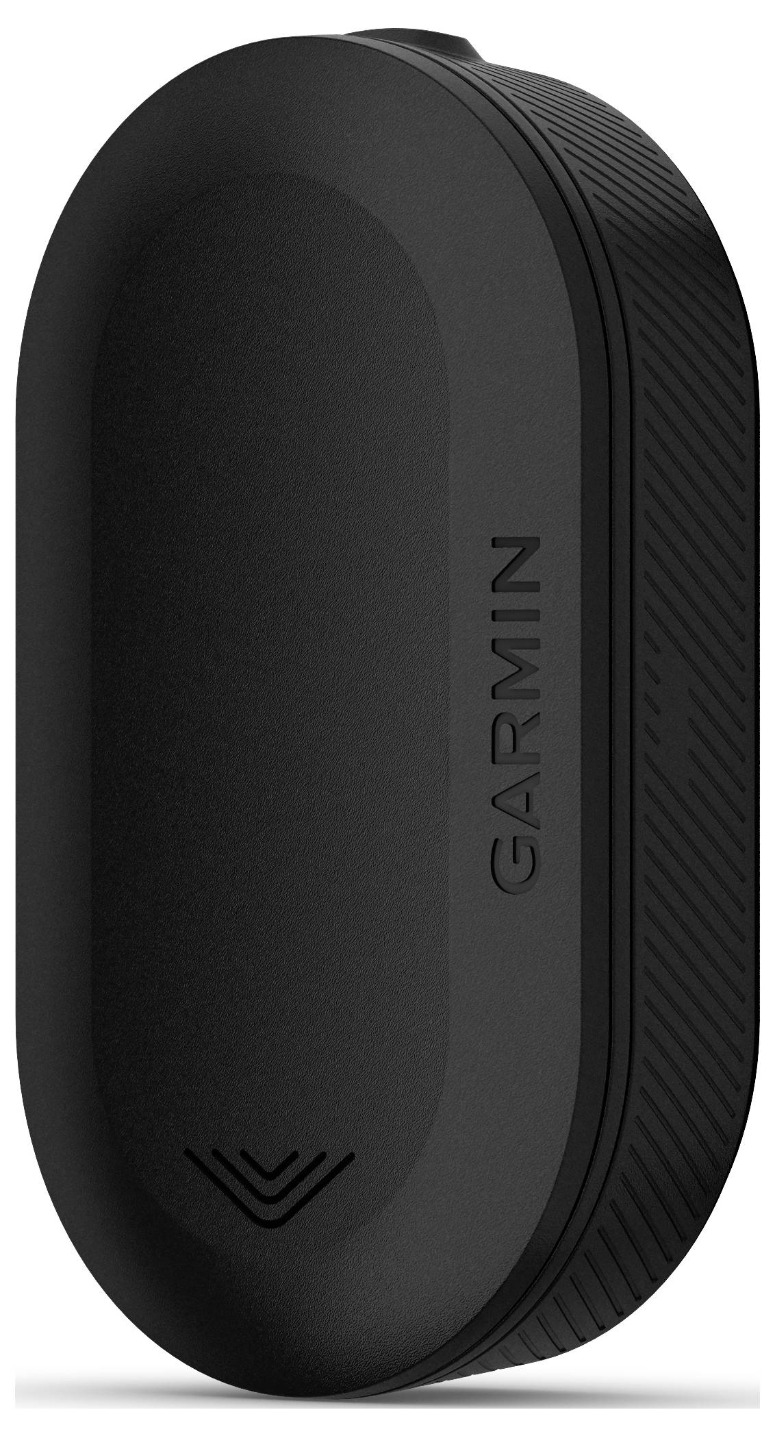 Dispositivo radar Garmin nero, ovale, con bordo strutturato, per aumentare la sicurezza in bicicletta.