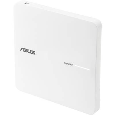 L'immagine mostra un router ASUS ExpertWiFi bianco dal design minimale con una sottile spia di stato sulla parte anteriore.