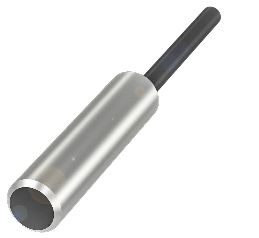 Un oggetto metallico cilindrico con un'impugnatura nera. Lo scopo dell'oggetto non è evidente.